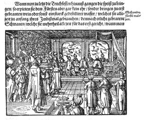 Een maaltijd van de tsaar uit Die Moskouitische Chronica door S. Herberstein