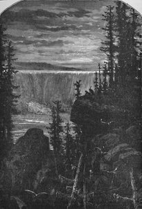 Een nachtzicht op Niagara in vroegere tijden, 1883