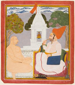 Een Rathor Edelman Bezoekt een Digambara heilige man bij een Vishnu Heiligdom, waarschijnlijk Baba Atmaram, ca. 1760 door Unbekannt