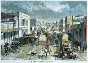 Een Straat in Denver, Colorado, VS, c1880