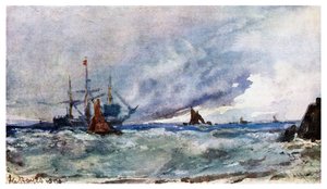 Een studie van lucht en zee vanaf het dek van een schip bij Tarifa, 1901