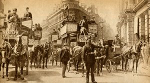 Een Verkeersblokkade in 1900 - Een scène buiten het Mansion House, 1933 door Unbekannt