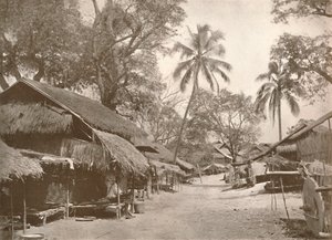 Een typische Birmaanse dorpsscène, 1900 door Unbekannt