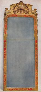 Een Zeer Zeldzame Pier Spiegel van c1720 in frame versierd met Rode Lak door Unbekannt