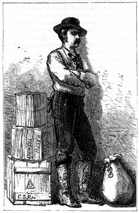 Een Wells Fargo boodschapper van hun expresbezorgdienst via de landengte van Panama, 1875 door Unbekannt