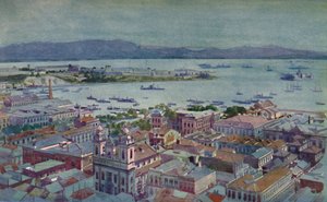Een stukje Rio met de Ilha das Cobras en de Ilha Fiscal, 1914 door Unbekannt