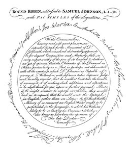 Een facsimile van de plaat in de eerste editie van Boswells Leven van Johnson, 1907