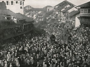 Een grote inheemse processie, Bombay, India, 1895