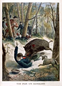 Een jager gedood door een wild zwijn, 1901 door Unbekannt