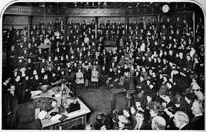 Een lezing aan de Royal Institution, Londen, ca. 1903