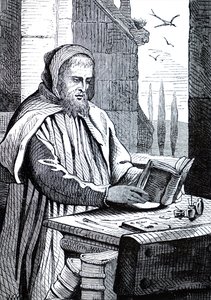 Een monnik die een manuscript verlucht