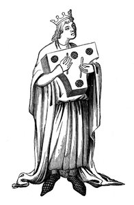 Een performer op de psalterion, 14e eeuw, 1870