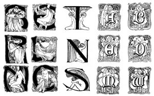 Een set decoratieve beginletters door Unbekannt