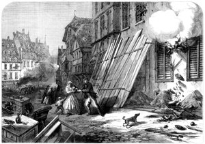 Een straat in Straatsburg tijdens het beleg en bombardement, Frans-Duitse Oorlog, 1870 door Unbekannt