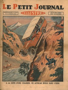 Een voertuig valt in de rivier Isere na een ongeluk, 1930