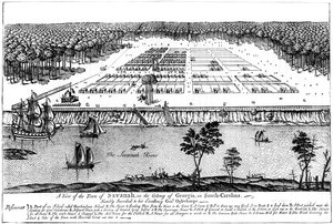 Een uitzicht op de stad Savannah, in de kolonie Georgia, South Carolina, 1741, ca. 1880