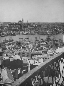 Een uitzicht over Constantinopel met de Moskee van Santa Sophia, 1913