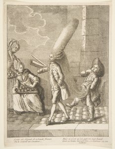 Een elegante verschijning en zijn hoge kapsel, Men zou hem een Senator geloven, Maar het is slechts een..., 1720-75 door Unbekannt