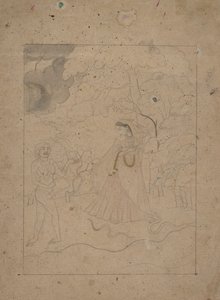 Abhisarika Nayika heldin die de nacht trotseert, ca. 1800 door Unbekannt