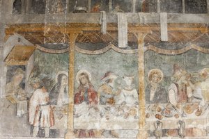 Abdijkerk van Abondance fresco: de bruiloft te Kana, Abondance, Frankrijk door Unbekannt