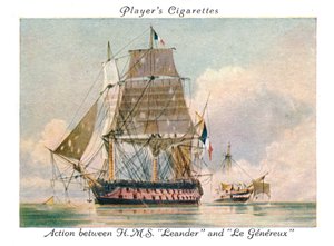 Actie tussen H.M.S. Leander en Le Genereux door Unbekannt
