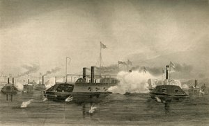 Actie van de kanonneerboten bij Memphis, 1878 door Unbekannt