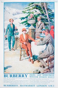 Advertentie voor Burberry sneeuw- en winddichte wintersportkleding door Unbekannt