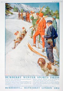 Advertentie voor Burberry wintersportkleding, 1928