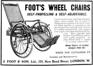 Advertentie voor Foots rolstoelen