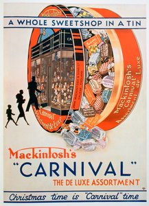 Advertentie voor Mackintoshs Carnival toffee assortimenten, 1930 door Unbekannt
