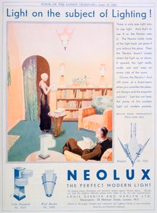 Advertentie voor Neolux lichtarmaturen, 1931