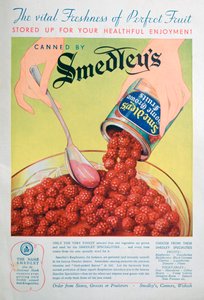 Advertentie voor Smedleys ingeblikt fruit, 1936