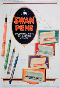 Advertentie voor Swan pennen, 1928 door Unbekannt