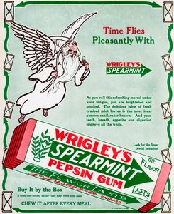 Advertentie voor Wrigleys Spearmint Pepsin Gum