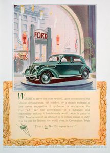 Advertentie voor de Ford V8 22 motorauto, 1937 door Unbekannt