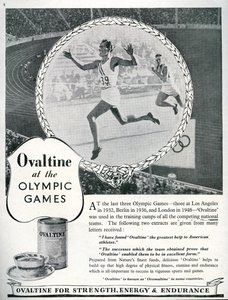 Advertentie voor Ovaltine op de Olympische Spelen van Londen 1948 (litho)