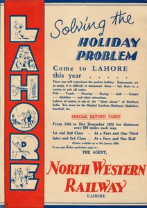 Advertentie voor de North Western Railway ter promotie van reizen naar Lahore