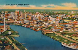 Luchtfoto van Tampa, Florida, ca. 1940s