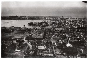 Luchtfoto van Recife, Brazilië, vanuit een Zeppelin, 1930-1933