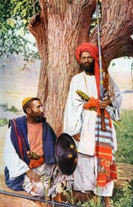 Afridis Pathan stammen, oorlogvoering in de noordelijke Indiase marsen, India, 1922