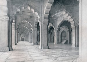 Agra. Interieur van de Moti Musjid. Parelmoskee, ca. 1910
