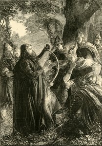 Alfred de Grote, vermomd als een harpspeler, spelend voor Guthrum
