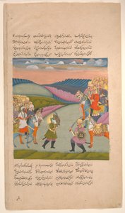 Ali en Omar op het slagveld, Folio uit een Hamla-yi Haidari, ca. 1820 door Unbekannt