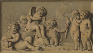 Amorini aan het Spelen, een van een paar, 1770-90 door Unbekannt