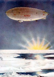 Amundsens luchtschip, de Norge, boven de Noordpool, 1926