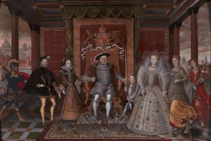 Een allegorie van de Tudor-opvolging: De familie van Hendrik VIII door Unbekannt
