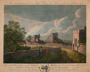 Een Binnenaanzicht van de Stadsmuur van Newcastle upon Tyne, ca. 1760-90 door Unbekannt