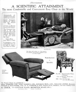 Een advertentie voor Premier gemakkelijke stoelen, 1926
