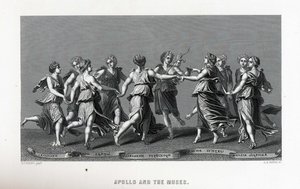 Apollo en de Muzen naar Giulio Romano