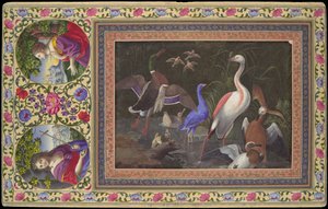 Watervogels bij een Poel, Folio uit het Davis Album door Unbekannt
